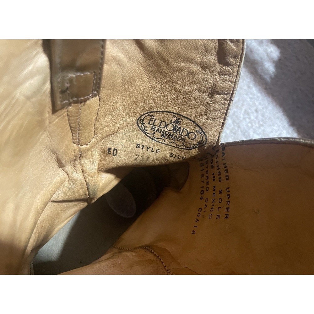 EL DORADO HANDMADE MexicoCowboy Boots BROWN MARBLED All LEATHER #2211 Mens 13 D - Picture 4 of 7